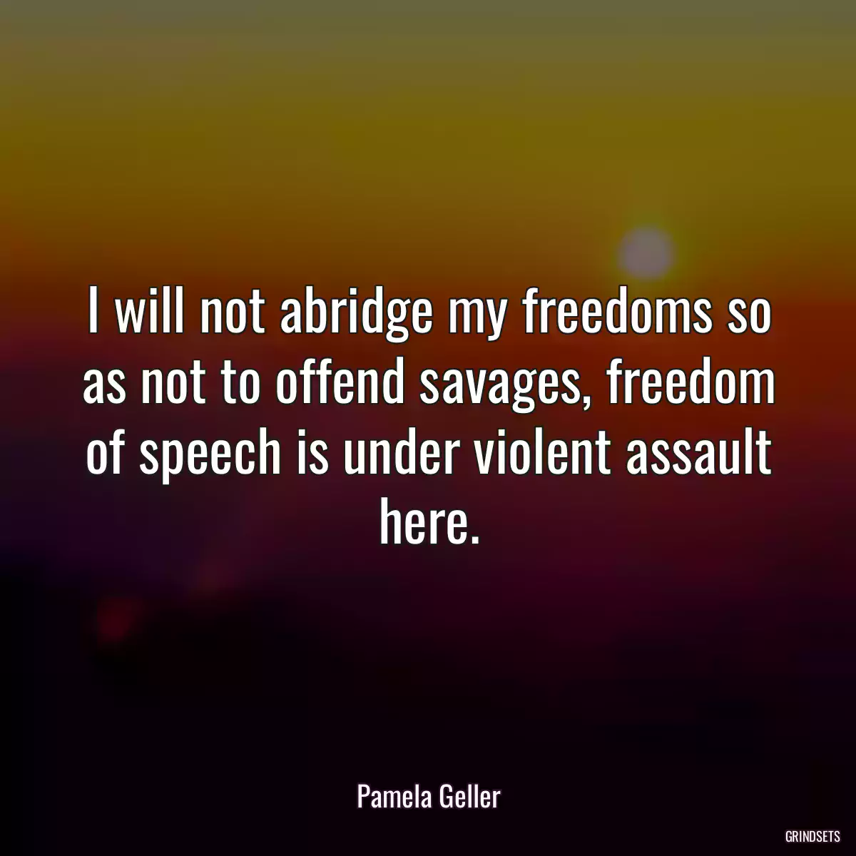 I will not abridge my freedoms so as not to offend savages, freedom of speech is under violent assault here.