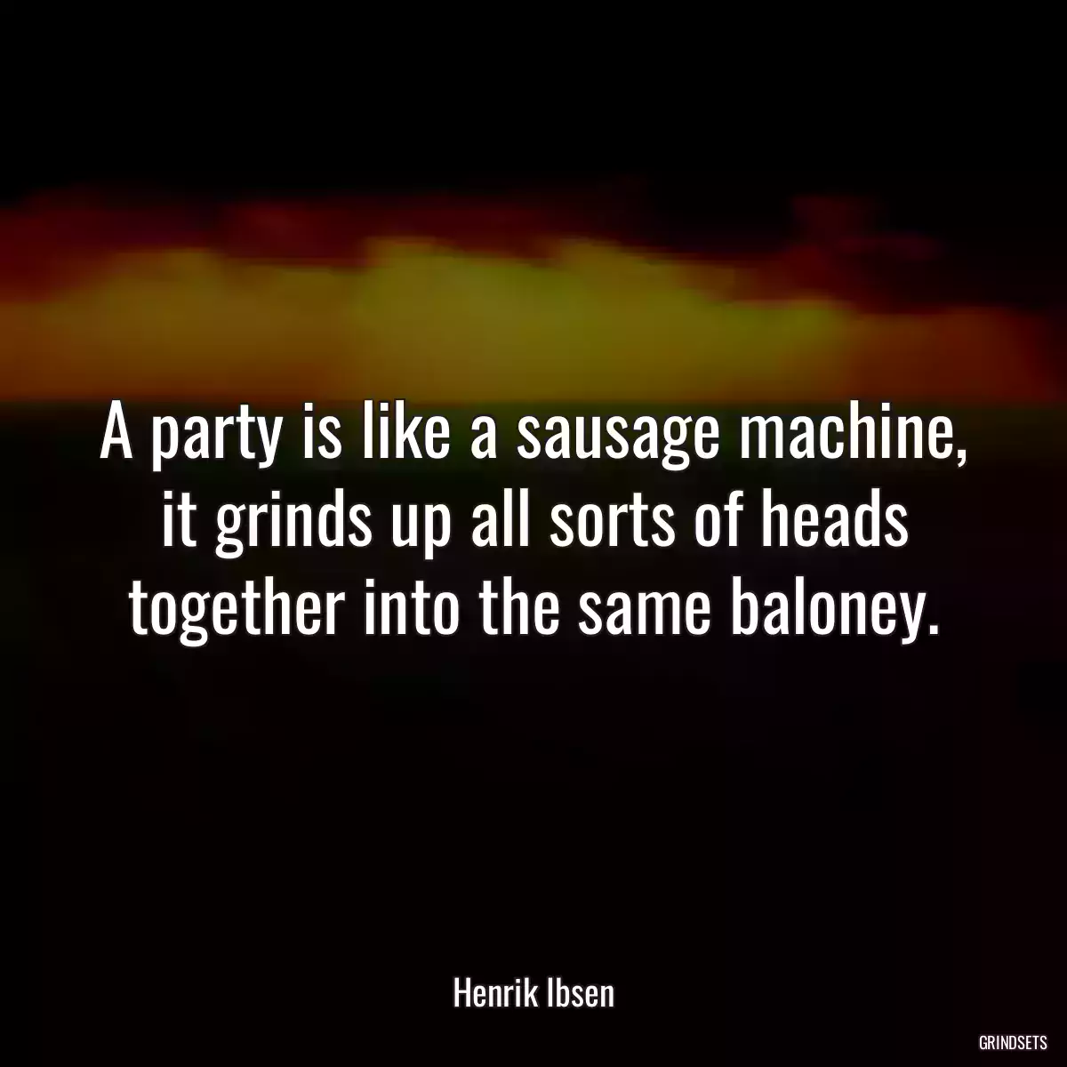 A party is like a sausage machine, it grinds up all sorts of heads together into the same baloney.