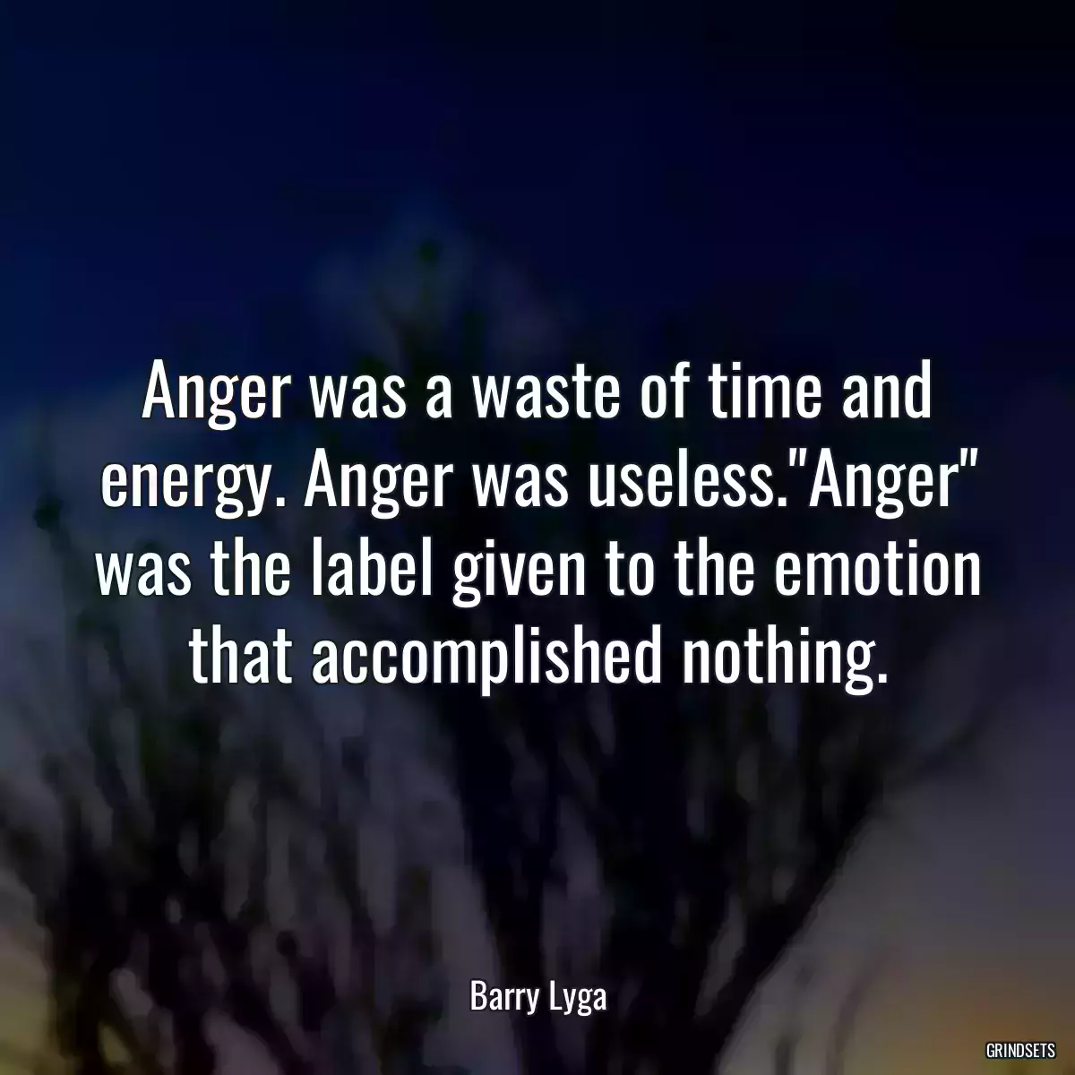 Anger was a waste of time and energy. Anger was useless.\