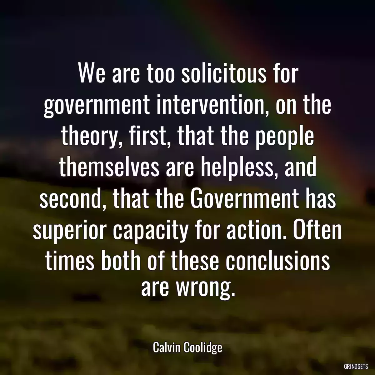 We are too solicitous for government intervention, on the theory, first, that the people themselves are helpless, and second, that the Government has superior capacity for action. Often times both of these conclusions are wrong.