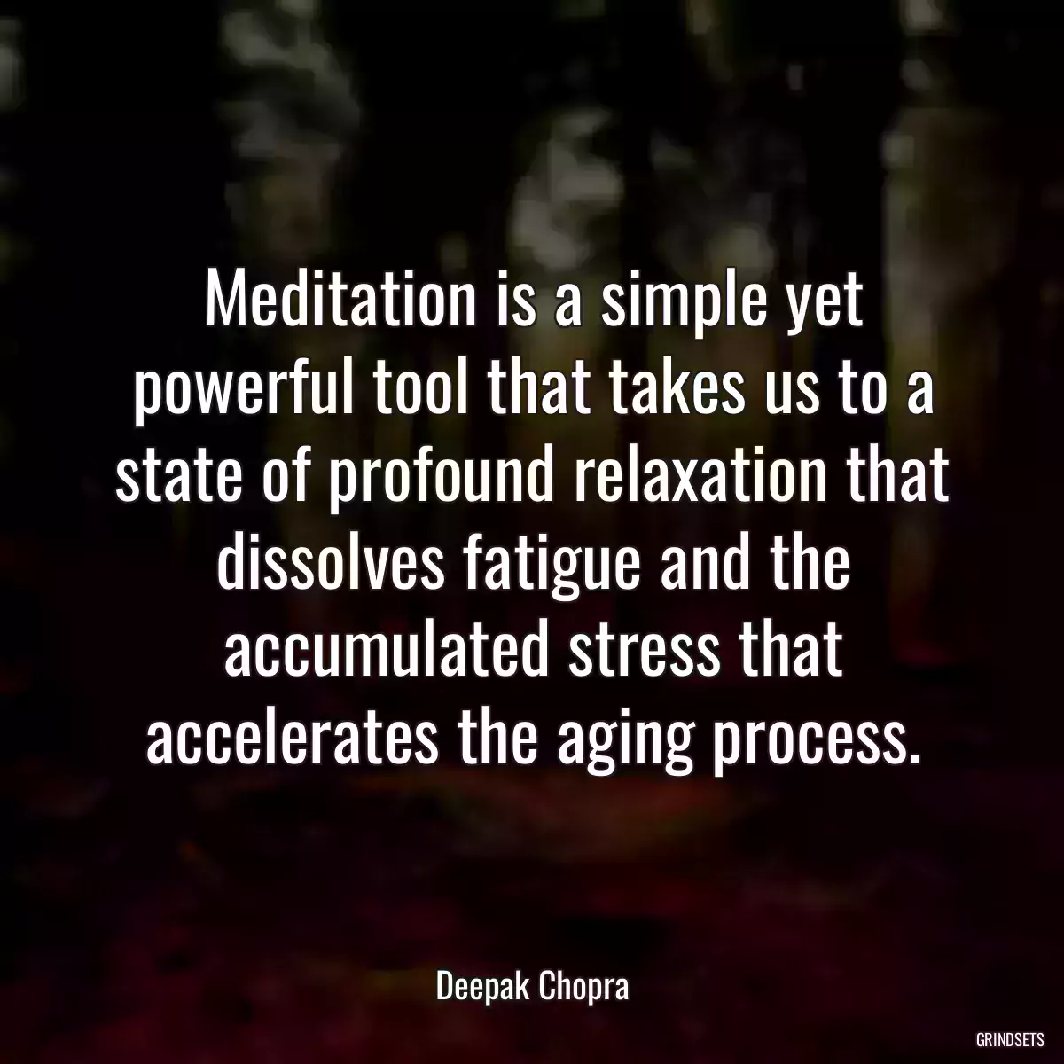 Meditation is a simple yet powerful tool that takes us to a state of profound relaxation that dissolves fatigue and the accumulated stress that accelerates the aging process.