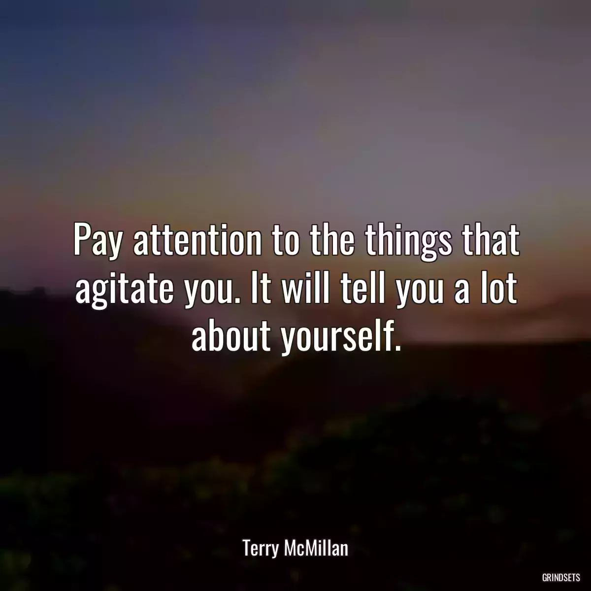 Pay attention to the things that agitate you. It will tell you a lot about yourself.