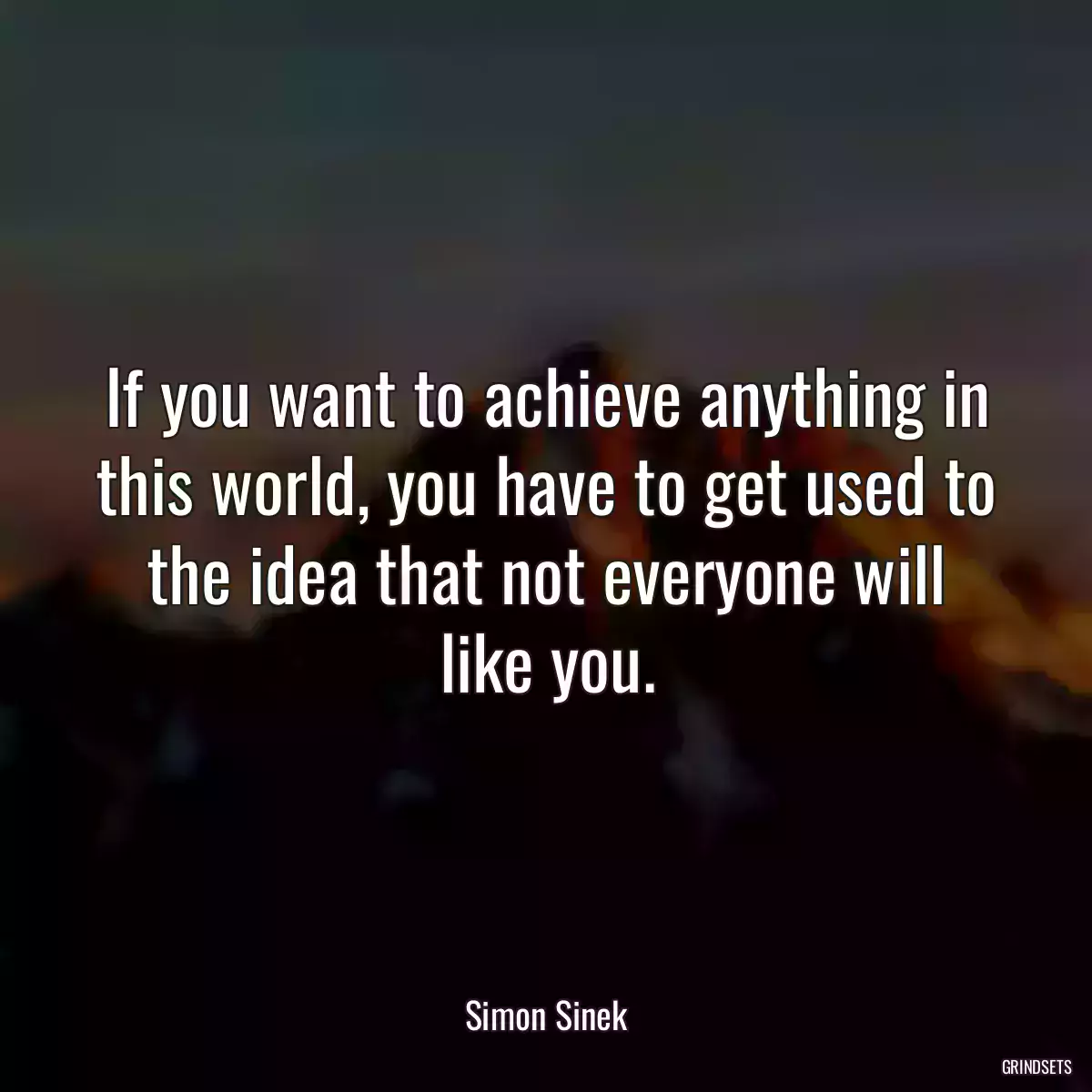 If you want to achieve anything in this world, you have to get used to the idea that not everyone will like you.