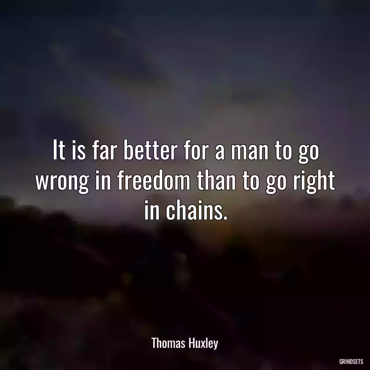 It is far better for a man to go wrong in freedom than to go right in chains.