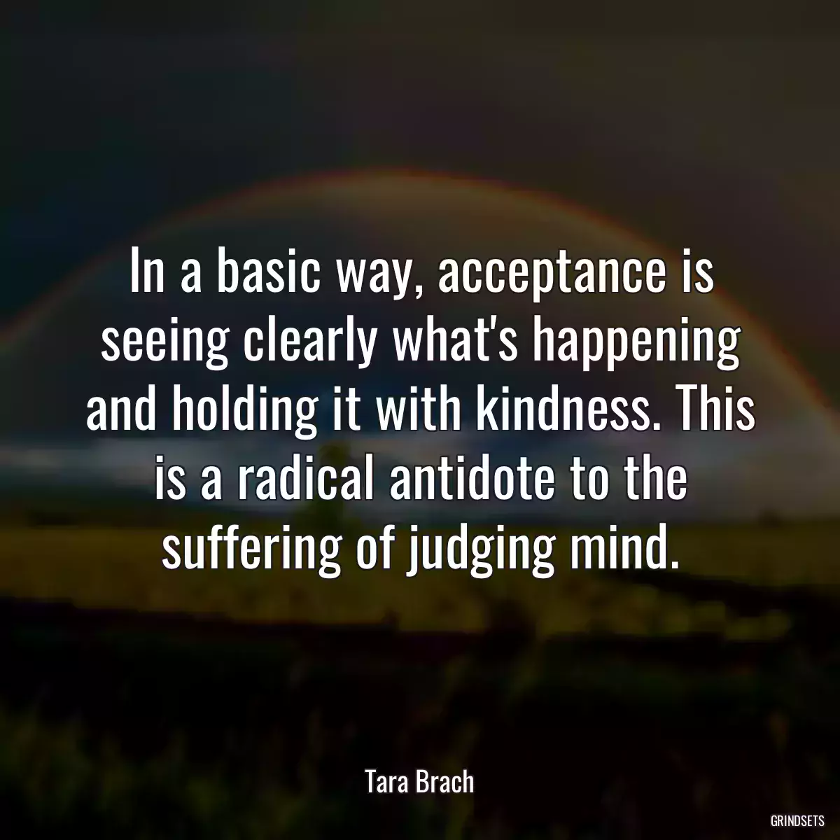 In a basic way, acceptance is seeing clearly what\'s happening and holding it with kindness. This is a radical antidote to the suffering of judging mind.