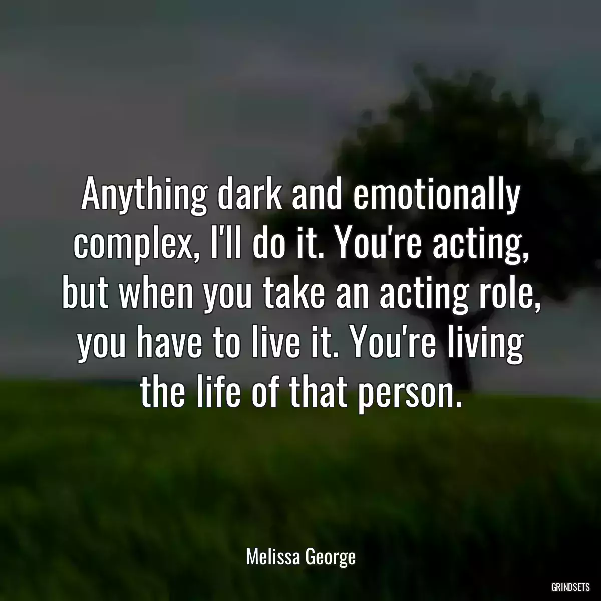 Anything dark and emotionally complex, I\'ll do it. You\'re acting, but when you take an acting role, you have to live it. You\'re living the life of that person.