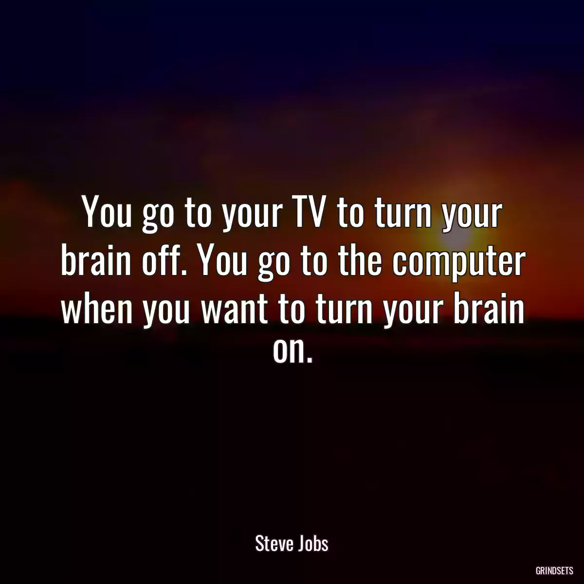 You go to your TV to turn your brain off. You go to the computer when you want to turn your brain on.