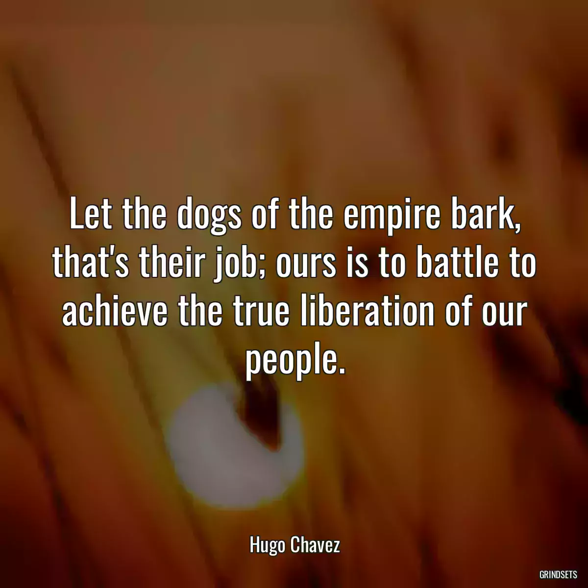 Let the dogs of the empire bark, that\'s their job; ours is to battle to achieve the true liberation of our people.