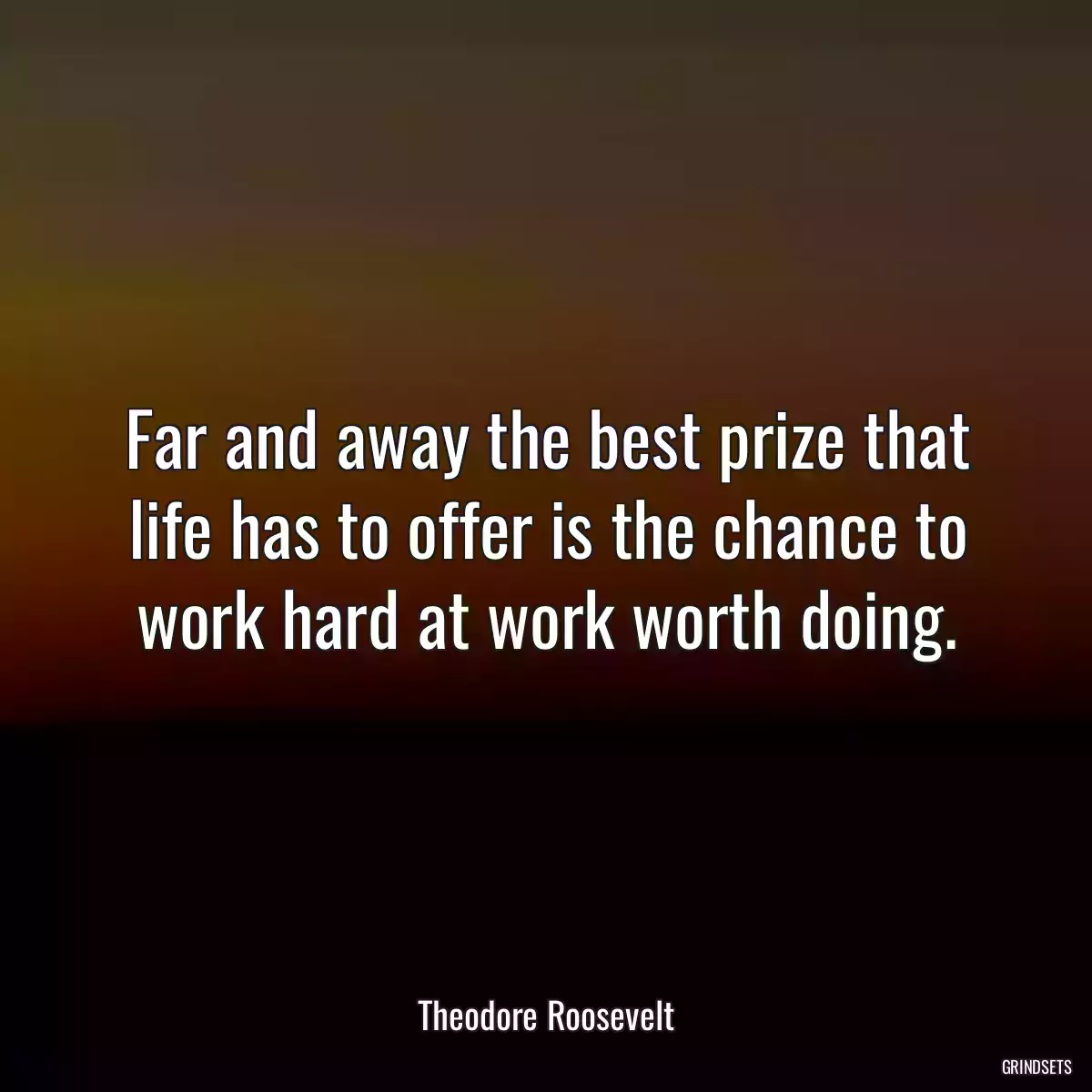 Far and away the best prize that life has to offer is the chance to work hard at work worth doing.