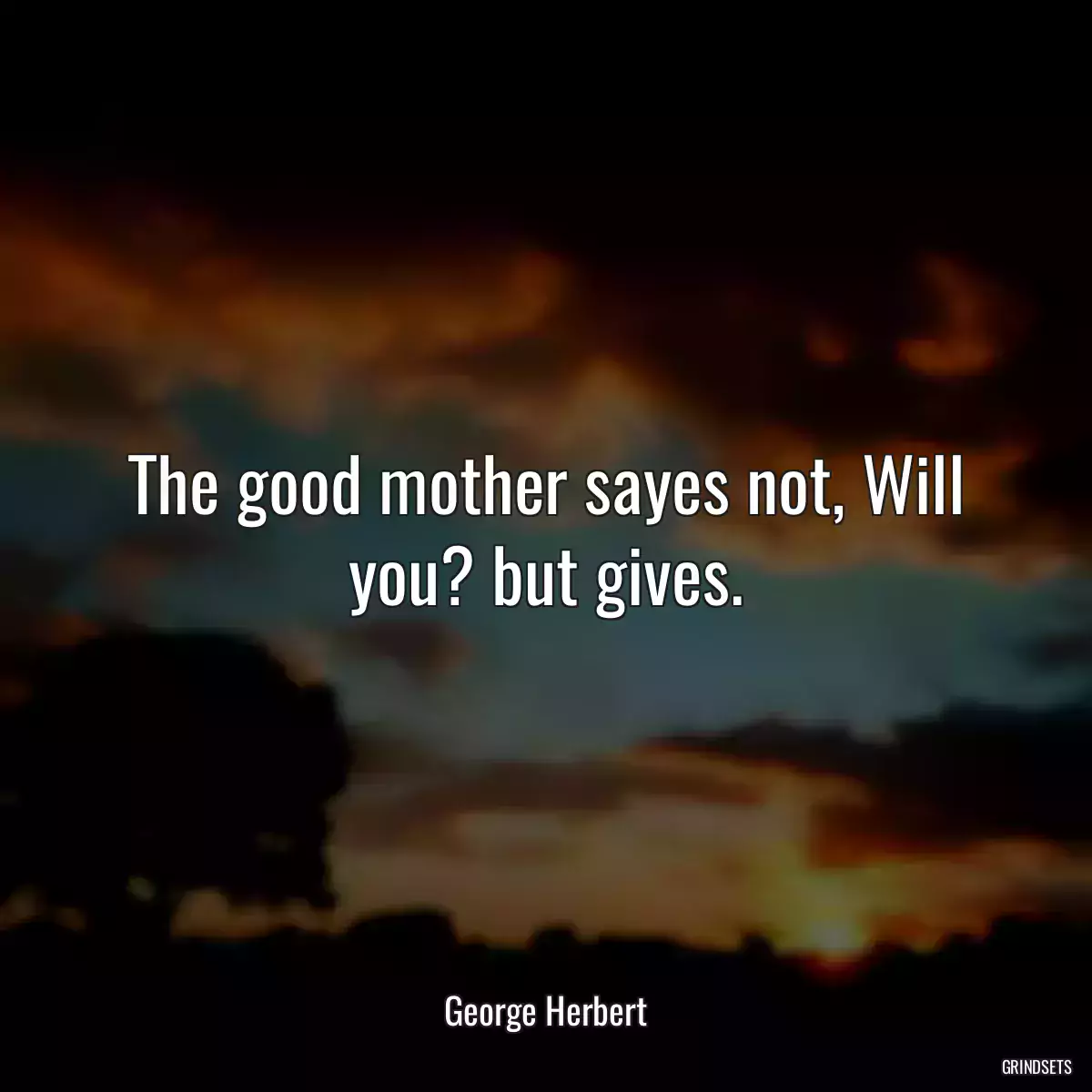 The good mother sayes not, Will you? but gives.