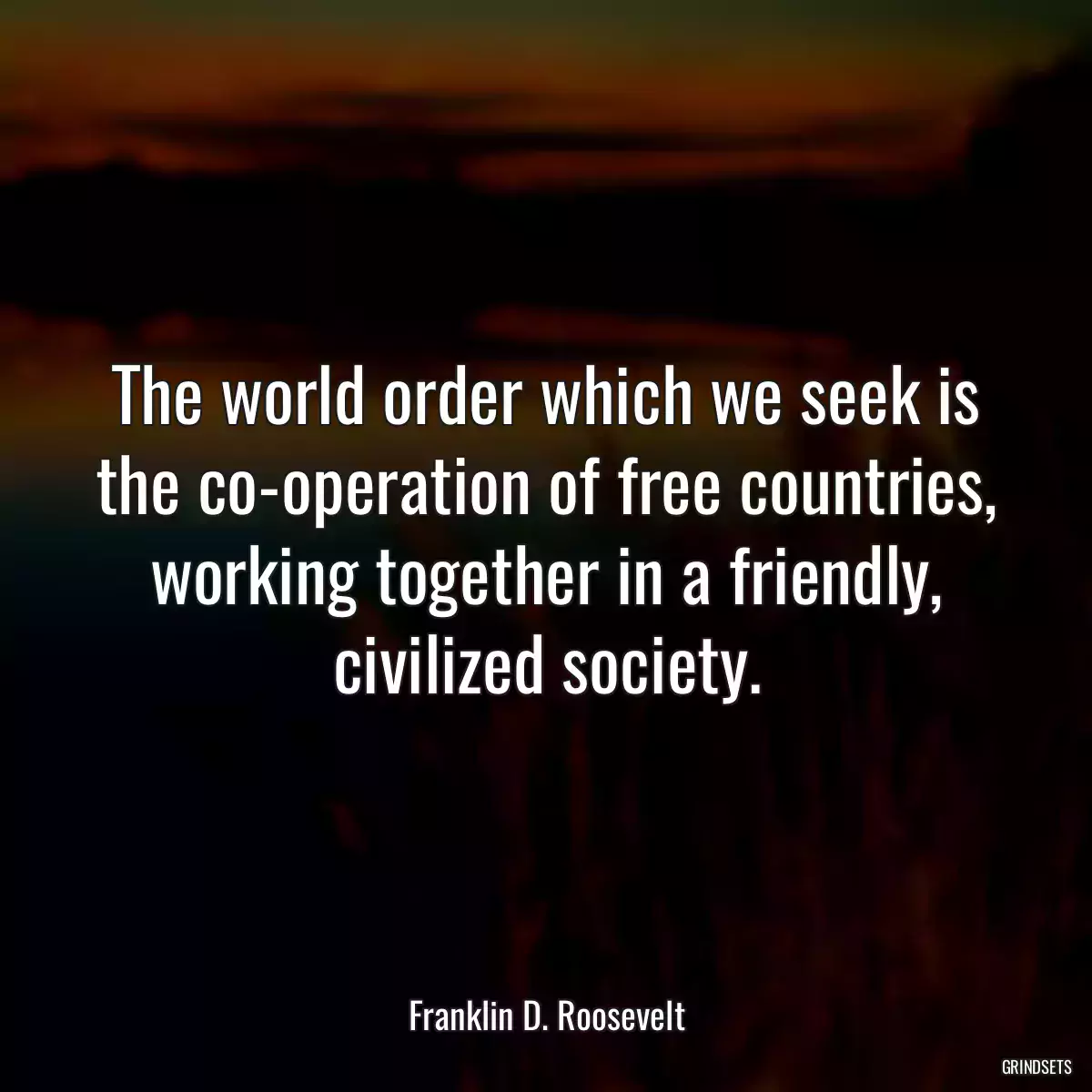 The world order which we seek is the co-operation of free countries, working together in a friendly, civilized society.